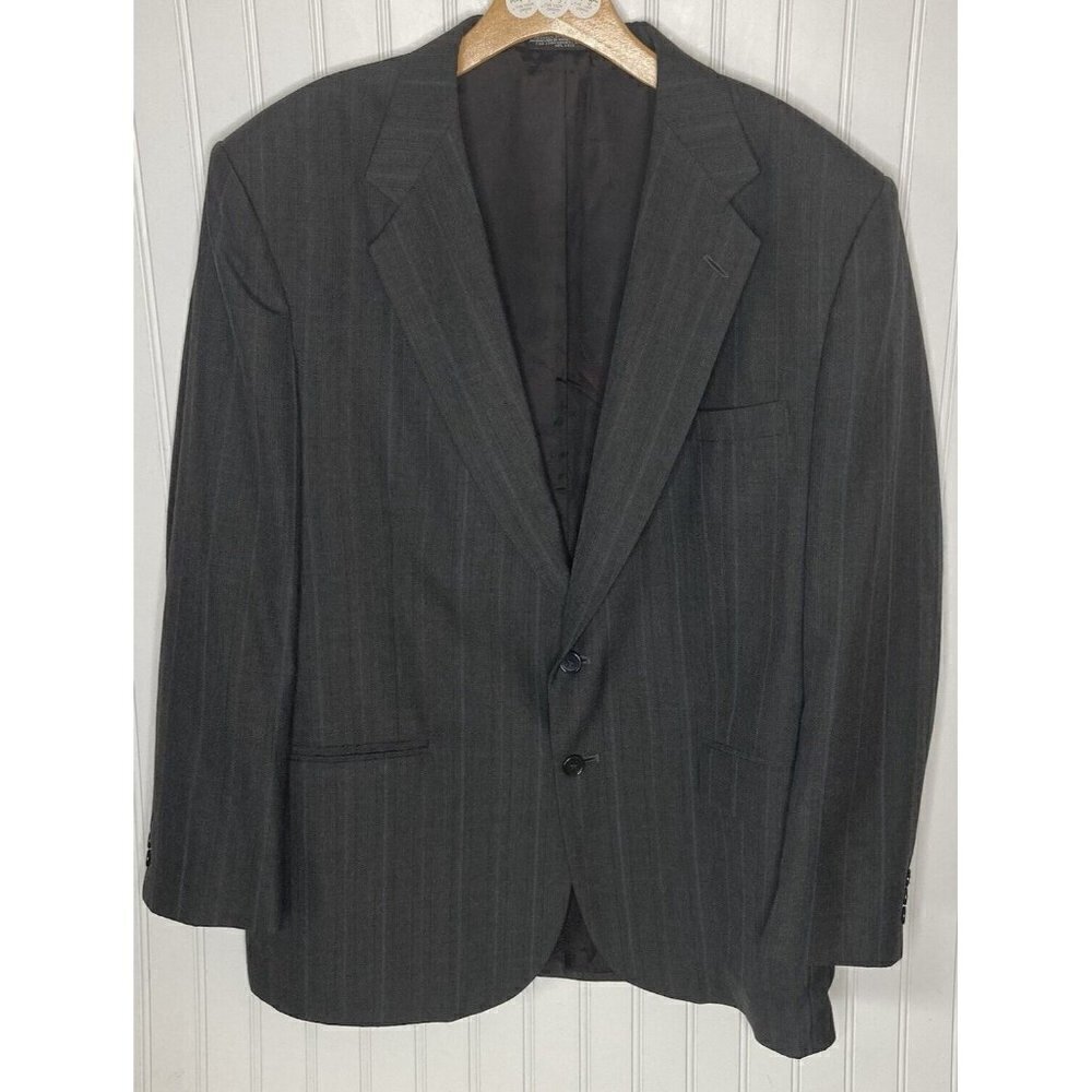 Vintage Town Craft Mens 44R Wool Blend  Plaid 2-Button Gray Blazer Suit Jacket